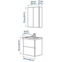 Set de mobila Ikea Enhet/Tvallen/Glypen cu sertare/oglinda 64x43x65 (Alb/Gri-Verde Deschis) Thumb
