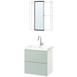 Set de mobila Ikea Enhet/Tvallen/Glypen cu sertare/oglinda 64x43x65 (Alb/Verde Deschis) Thumb