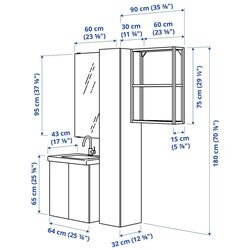 Комплект мебели Ikea Enhet/Tvallen/Lettan дверцы/зеркало 64x43x65 (Белый/Под Дуб) Thumb