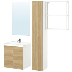 Комплект мебели Ikea Enhet/Tvallen/Lettan дверцы/зеркало 64x43x65 (Белый/Под Дуб) Thumb