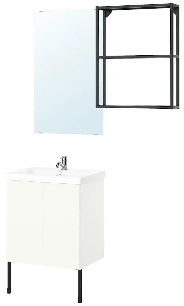 Set de mobila Ikea Enhet/Tvallen/Pilkan usa/oglinda 64x43x87 (Antracit/Alb)