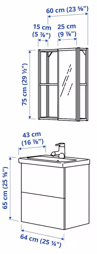 Set de mobila Ikea Enhet/Tvallen/Pilkan cu usi 64x43x65 (Alb)