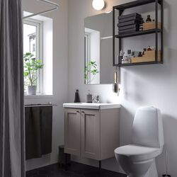 Set de mobila Ikea Enhet/Tvallen/Pilkan cu usi/cadru 64x43x87 (Antracit/Gri)