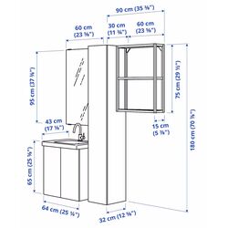 Set de mobila Ikea Enhet/Tvallen/Pilkan cu usi/oglinda dreptunghiulara 64x43x65 (Antracit/Alb) Thumb