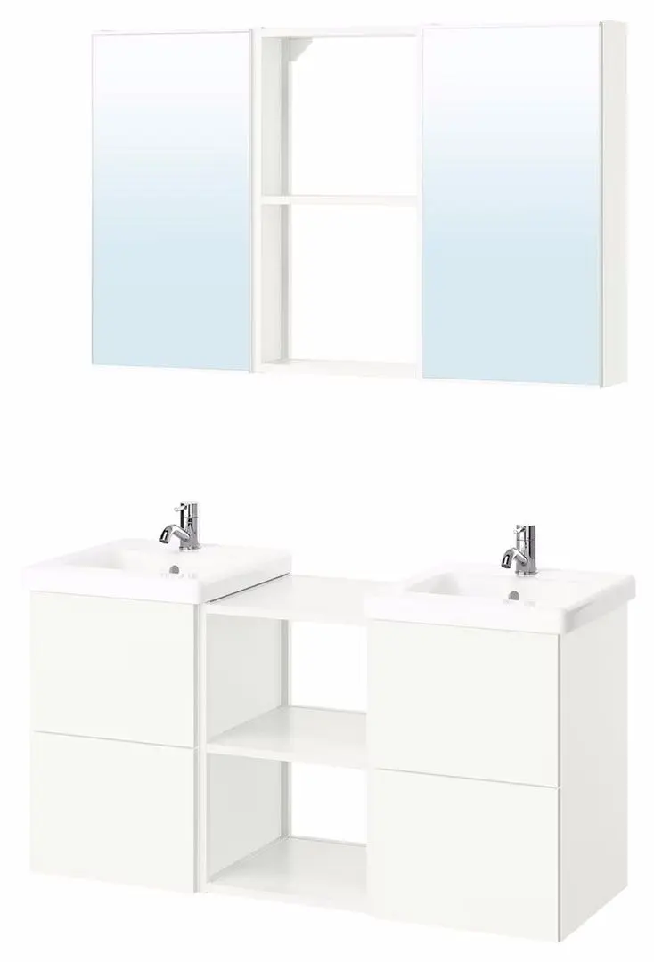 Set de mobila Ikea Enhet/Tvallen/Pilkan cu sertare 124x43x65 (Alb)