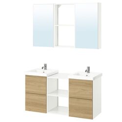 Set de mobila Ikea Enhet/Tvallen/Pilkan cu sertare 124x43x65 (Alb/Aspect Stejar) Thumb