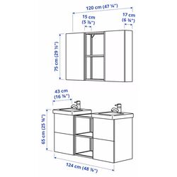 Set de mobila Ikea Enhet/Tvallen/Pilkan cu sertare 124x43x65 (Alb/Aspect Stejar) Thumb