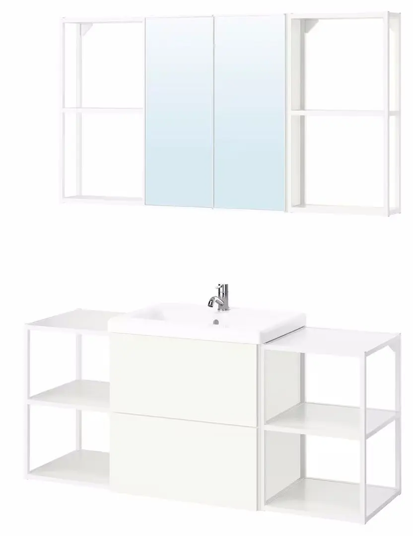 Set de mobila Ikea Enhet/Tvallen/Pilkan cu sertare 140x43x65 (Alb)