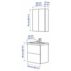 Set de mobila Ikea Enhet/Tvallen/Pilkan cu sertare 64x43x65 (Alb) Thumb