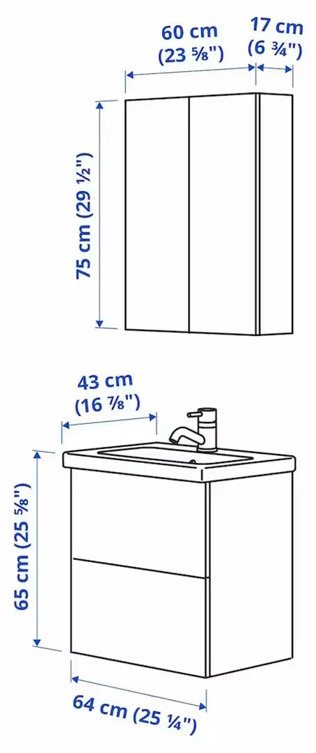 Set de mobila Ikea Enhet/Tvallen/Pilkan cu sertare 64x43x65 (Alb)