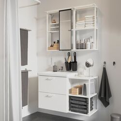 Set de mobila Ikea Enhet/Tvallen/Pilkan cu sertare/oglinda 102x43x65 (Alb)