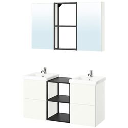 Set de mobila Ikea Enhet/Tvallen/Pilkan cu sertare/oglinda 124x43x65 (Antracit/Alb) Thumb