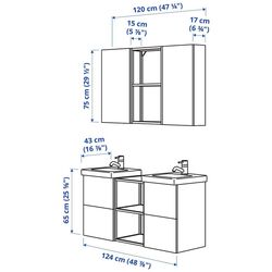 Set de mobila Ikea Enhet/Tvallen/Pilkan cu sertare/oglinda 124x43x65 (Antracit/Alb) Thumb