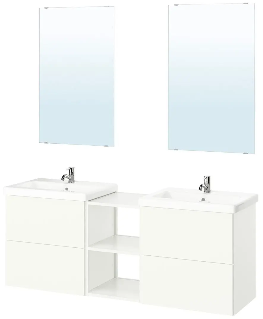 Set de mobila Ikea Enhet/Tvallen/Pilkan cu sertare/oglinda 164x43x65 (Alb)