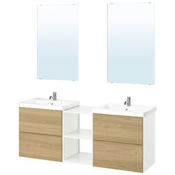 Комплект мебели Ikea Enhet/Tvallen/Pilkan с ящиками/зеркало 164x43x65 (Белый/Под Дуб) Thumb