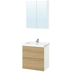 Комплект мебели Ikea Enhet/Tvallen/Pilkan с ящиками/зеркало 64x43x65 (Белый/Под Дуб) Thumb