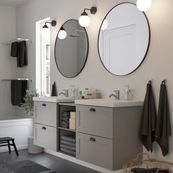 Set de mobila Ikea Enhet/Tvallen/Pilkan cu sertare/oglinda/cadru 164x43x54 (Antracit/Gri)