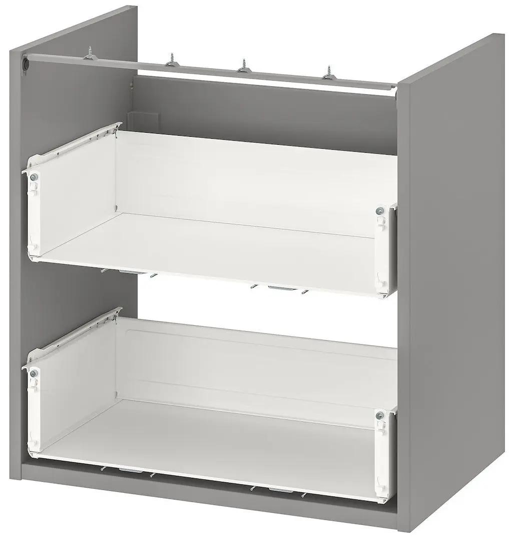 Set de mobila Ikea Enhet/Tvallen/Pilkan cu sertare/oglinda/cadru 164x43x54 (Antracit/Gri) - 6