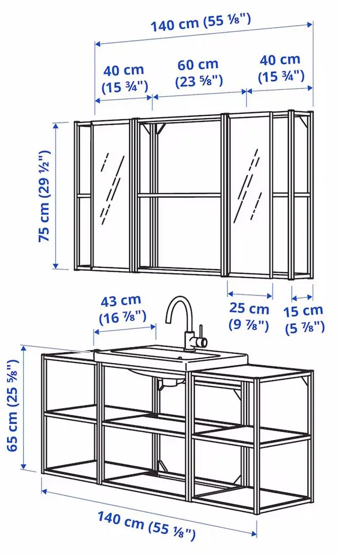 Set de mobila Ikea Enhet/Tvallen/Saljen 140x43x65 (Antracit)