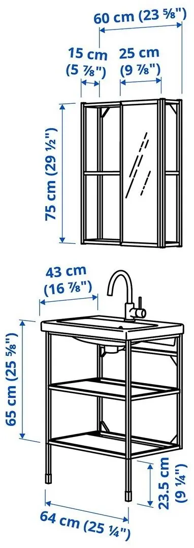 Set de mobila Ikea Enhet/Tvallen/Saljen 64x43x87 (Antracit)