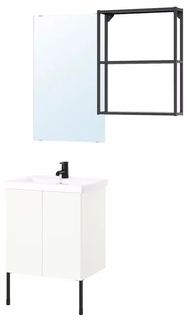 Set de mobila Ikea Enhet/Tvallen/Saljen cu usi 64x43x87 (Antracit/Alb)