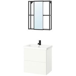 Set de mobila Ikea Enhet/Tvallen/Saljen cu sertare/oglinda 64x43x65 (Antracit/Alb) Thumb