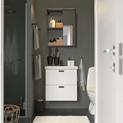 Set de mobila Ikea Enhet/Tvallen/Saljen cu sertare/oglinda 64x43x65 (Antracit/Alb)