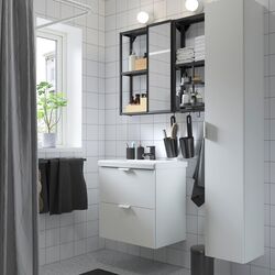 Set de mobila Ikea Enhet/Tvallen/Saljen cu sertare/usa 64x43x65 (Antracit/Alb)