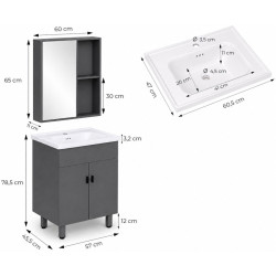 Комплект мебели для ванной ModernHome TKJ-BC-P007-4 (Grey) Thumb