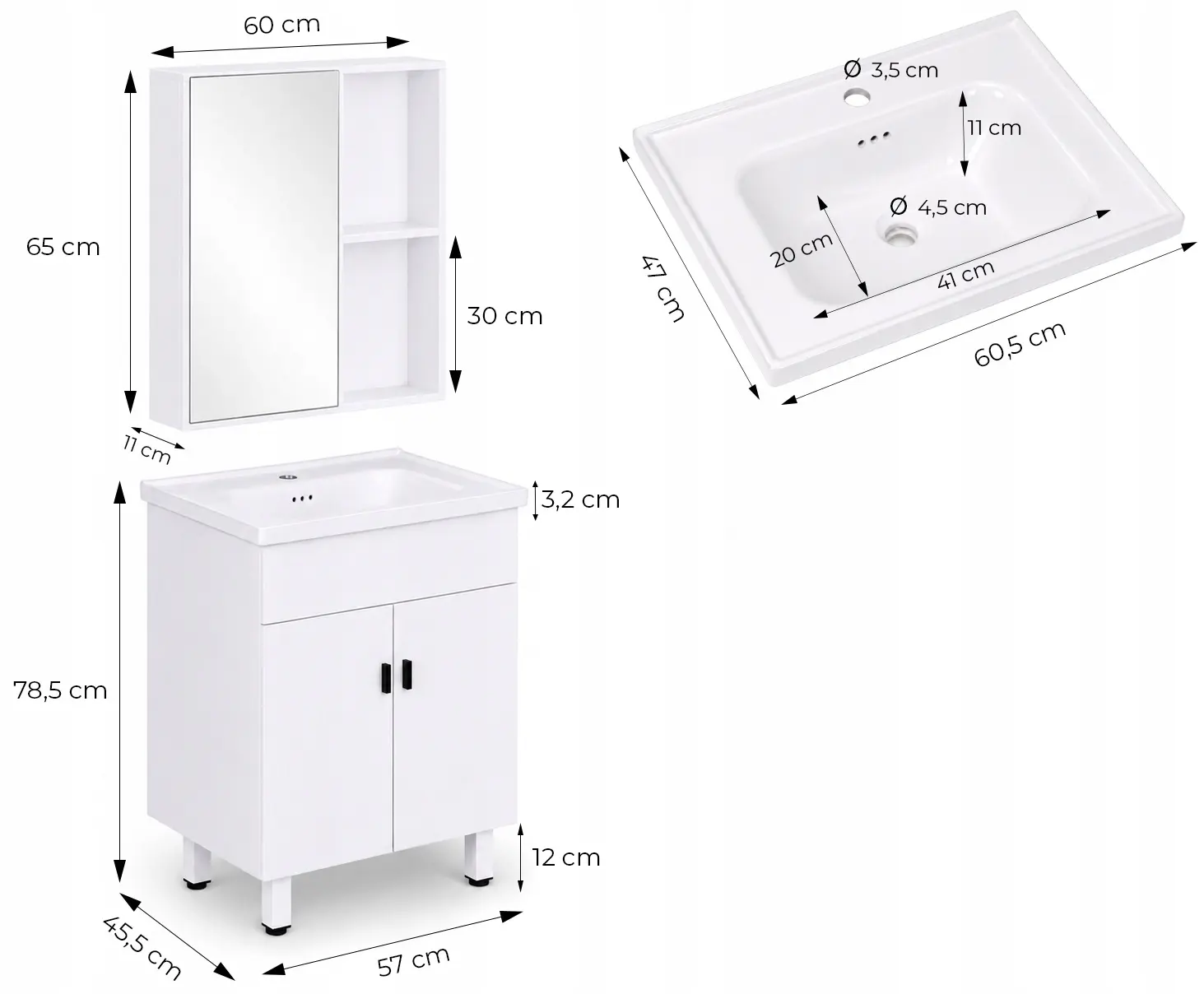 Комплект мебели для ванной ModernHome TKJ-BC-P007-5 (White) - 6