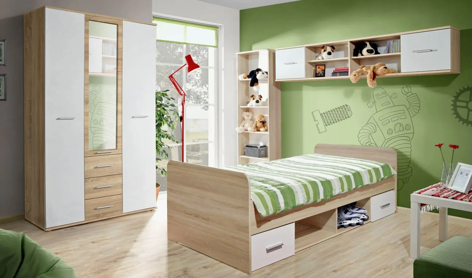 Mobila pentru copii ASM Dino III DSW D3 (Sonoma Oak/White Matt)