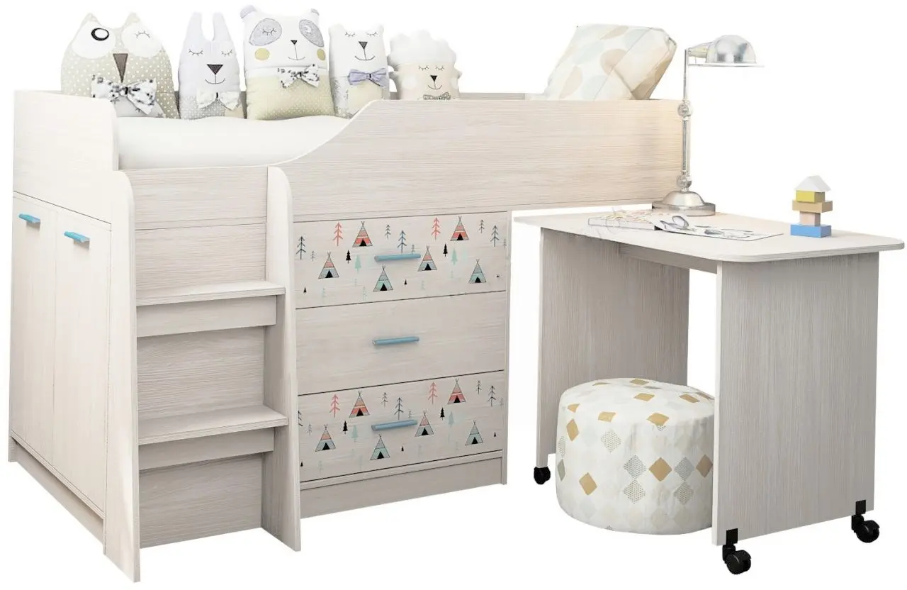 Детская Астрид-Мебель Каприз 5 (Ясень Анкор Белый/Вигвам)