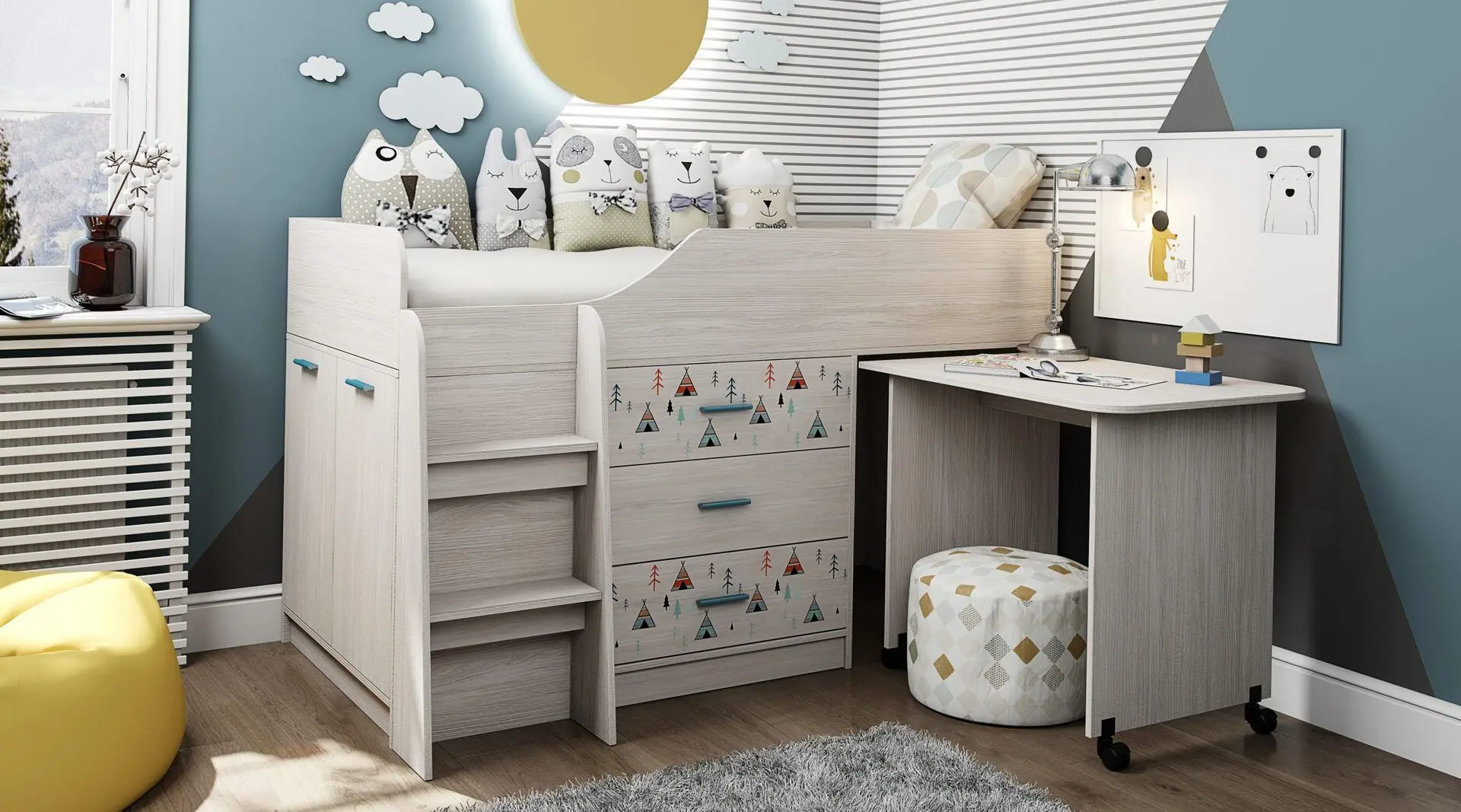 Mobila pentru copii Астрид-Мебель Kapriz 5 (Ash Anchor Light/Vigvam) - 2