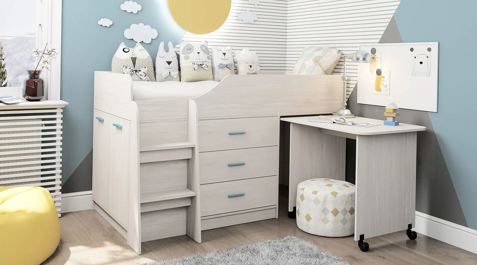 Детская Астрид-Мебель Каприз 6 (Ясень Анкор Белый) - 3