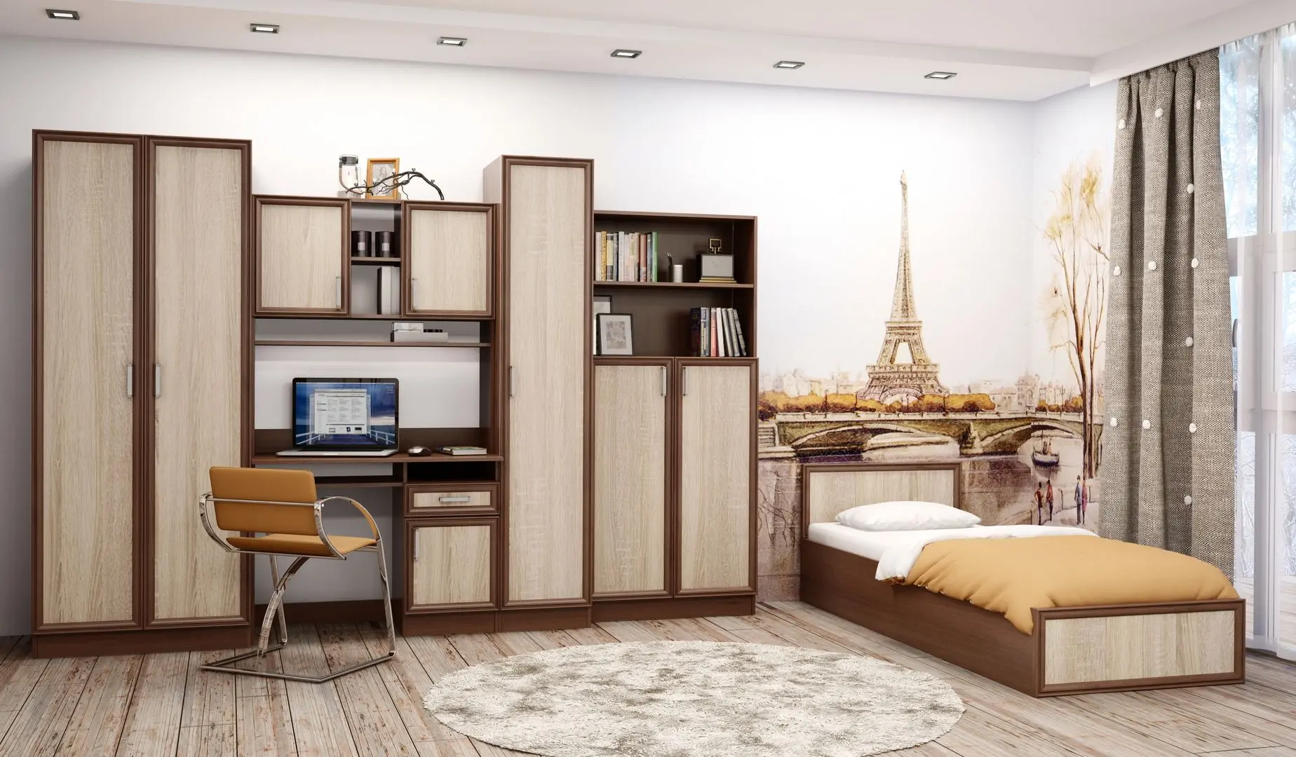 Mobila pentru copii Астрид-Мебель Yunior 1 (Santana Oak/Sonoma Oak) - 3