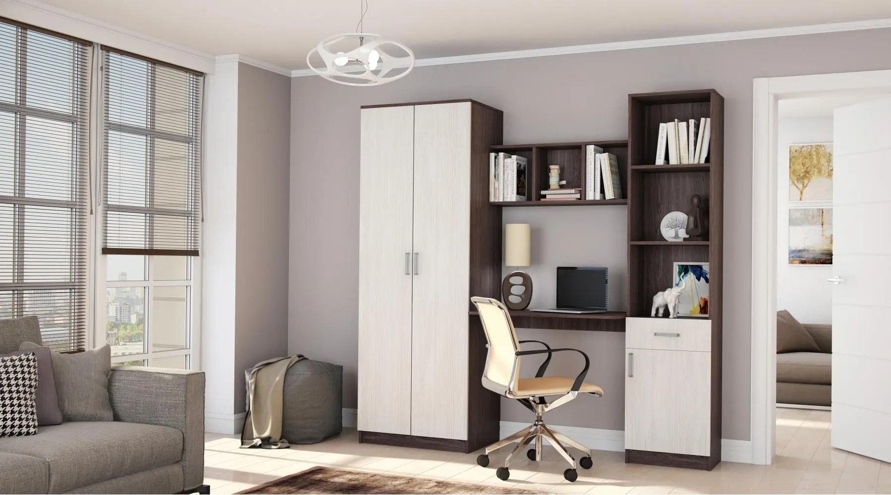 Детская Астрид-Мебель Юниор 3 (Ясень Анкор Тёмный/Ясень Анкор Белый) - 3