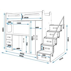 Mobila pentru copii BMS Group Max 4 80x200 (Graphite/White) Thumb