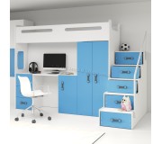 Mobila pentru copii BMS Group Max 4 cu saltea 80x200 (Blue/White)