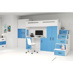 Mobila pentru copii BMS Group Max 4 cu saltea 80x200 (Blue/White) Thumb