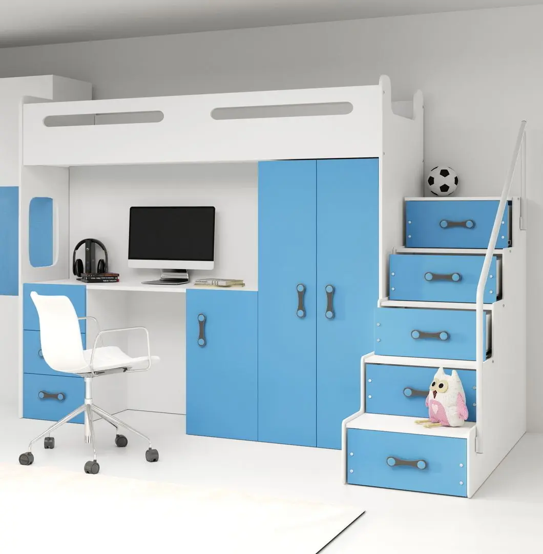 Mobila pentru copii BMS Group Max 4 cu saltea 80x200 (Blue/White)