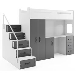 Mobila pentru copii BMS Group Max 4 cu saltea 80x200 (Graphite/White) Thumb