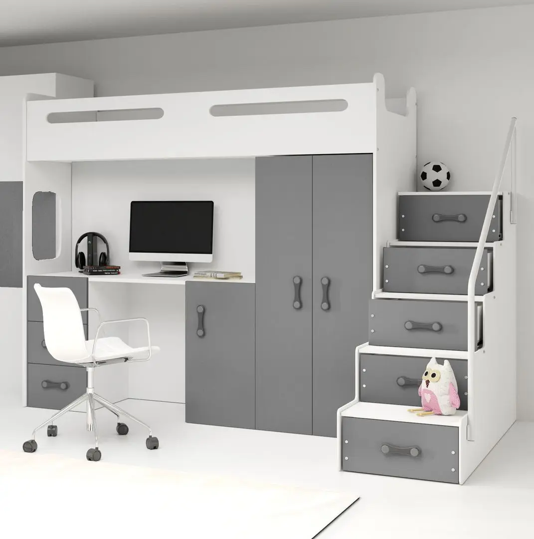 Mobila pentru copii BMS Group Max 4 cu saltea 80x200 (Graphite/White)