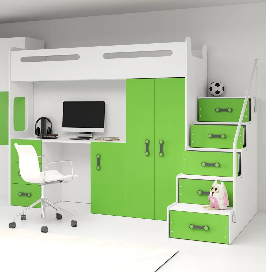 Mobila pentru copii BMS Group Max 4 cu saltea 80x200 (Green/White)