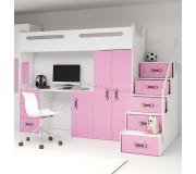 Mobila pentru copii BMS Group Max 4 cu saltea 80x200 (Pink/White)