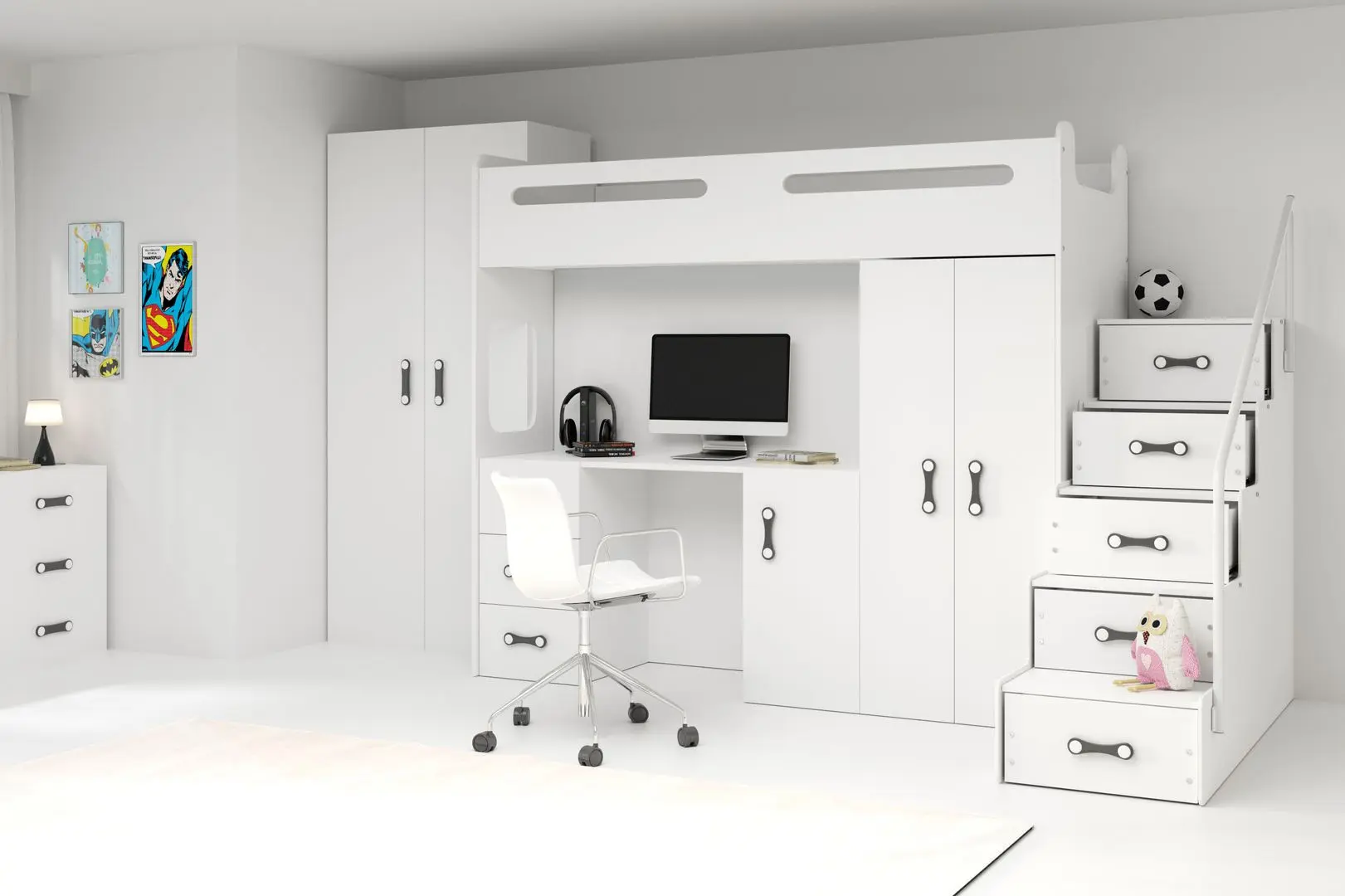 Mobila pentru copii BMS Group Max 4 cu saltea 80x200 (White)