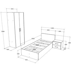 Детская Haaus Malmo V18 90x200 cm (Anthracite/White Oak) Thumb