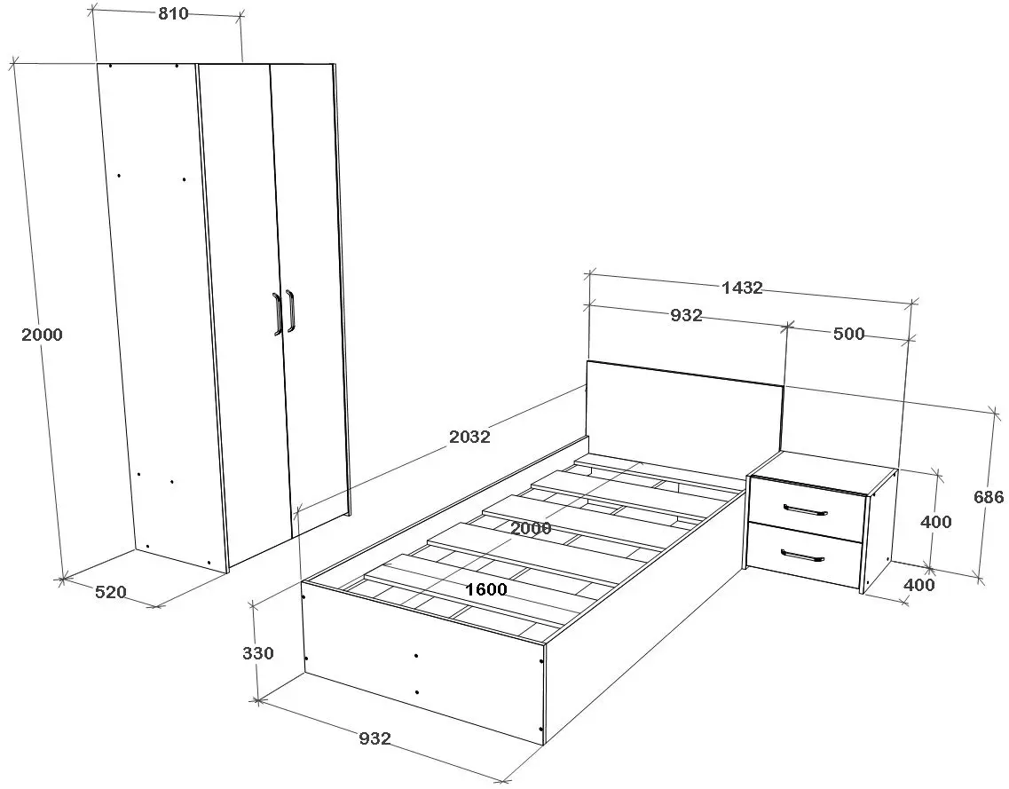 Детская Haaus Malmo V18 90x200 cm (Anthracite/White Oak)