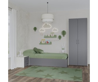 Mobila pentru copii Haaus Malmo V18 90x200 cm (Anthracite/White Oak)