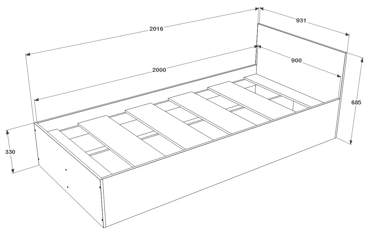 Детская Haaus Malmo V18 90x200 cm (Anthracite/White Oak)