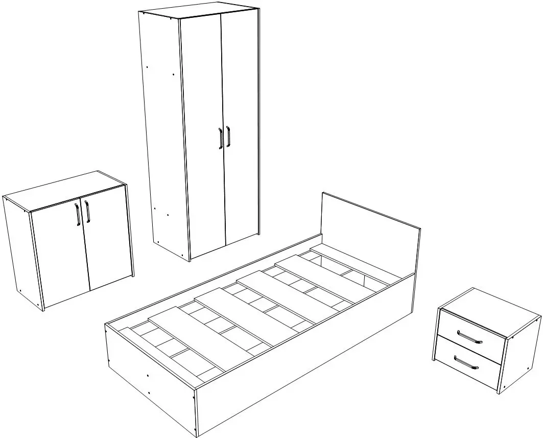 Mobila pentru copii Haaus Malmo V19 90x200 (White Oak/Anthracite)